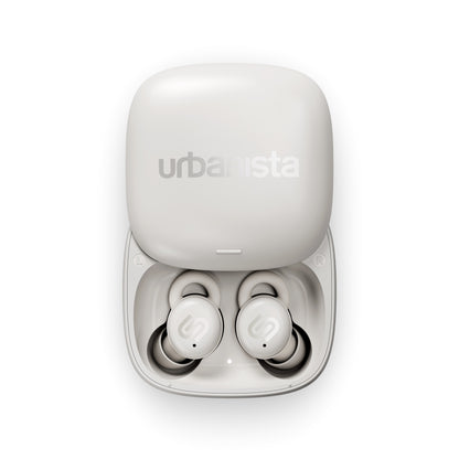 Urbanista Porto Cloud White earbuds in charging case