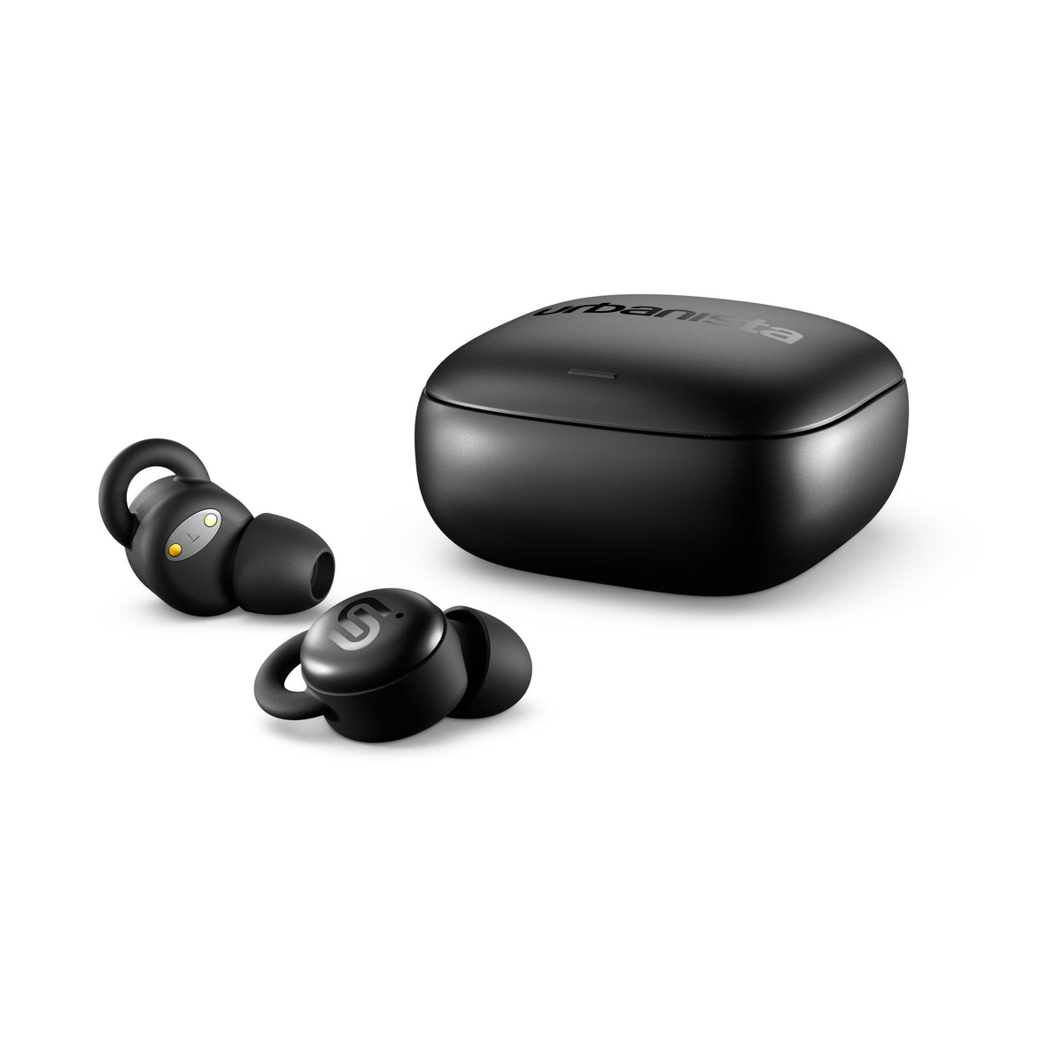 Urbanista Porto Midnight Black earphones and charging case