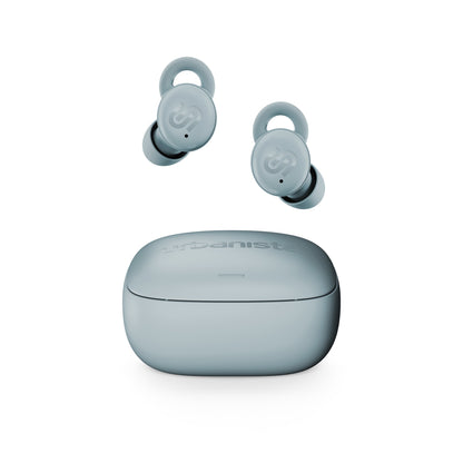 Urbanista Porto Storm Blue sleep-friendly true wireless earphones and charging case